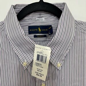 Ralph Lauren Men's Striped Shirt - White, Blue and Purple